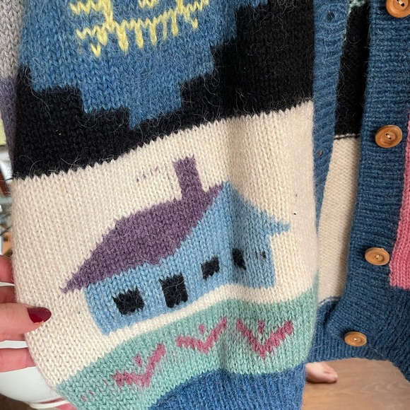 80s Hand knit wool vintage sweater - Picture 4 of 5